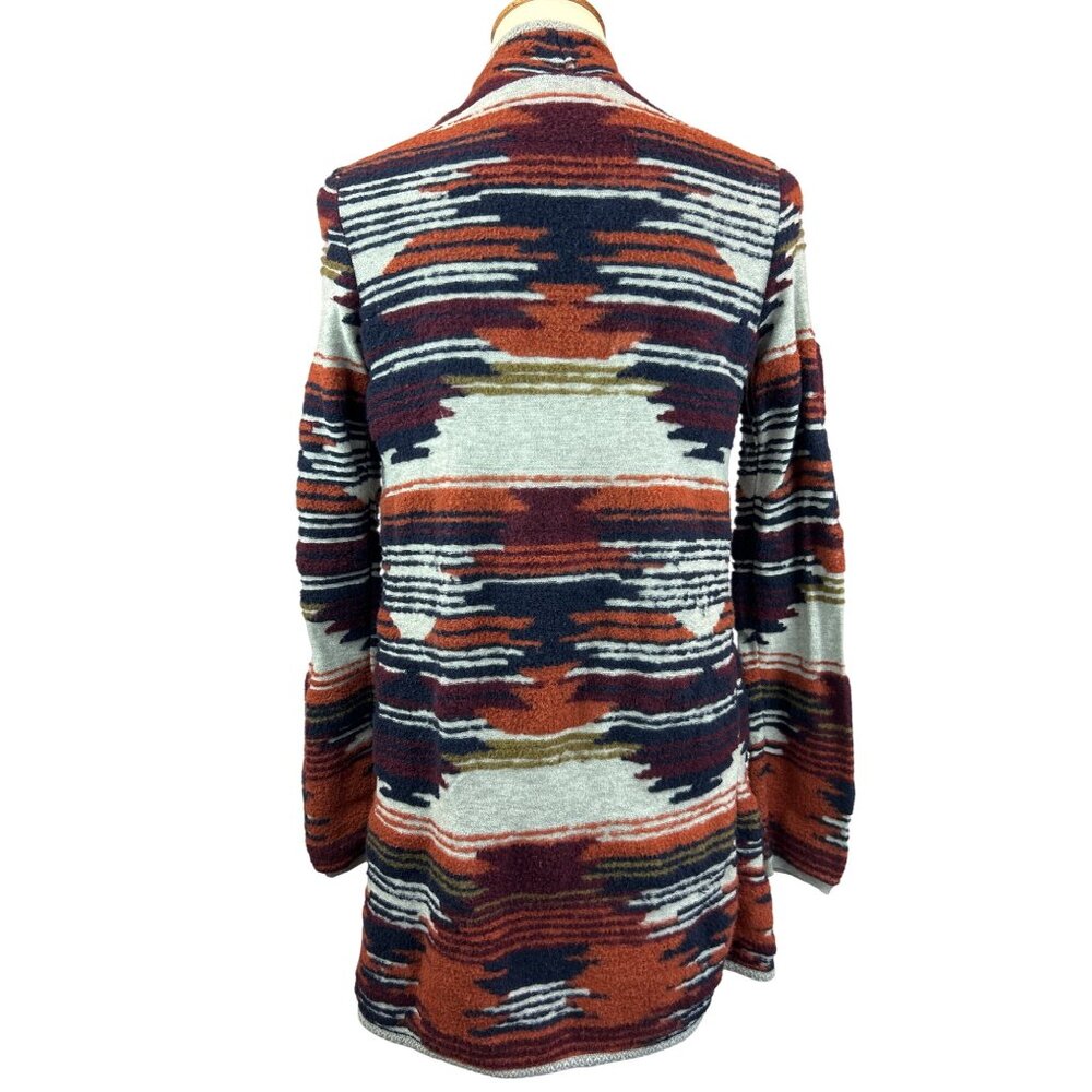 Lucky Brand Aztec Open Front Cardigan Womens XS Rust Brown - Picture 3 of 8